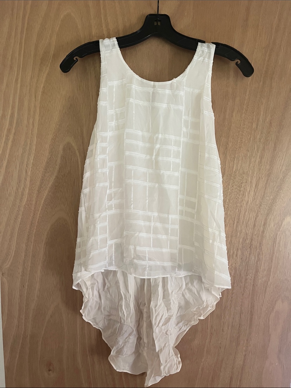 NWT Jonathan Simkai ivory silk Sleeveless High-Low Textured Tank size small